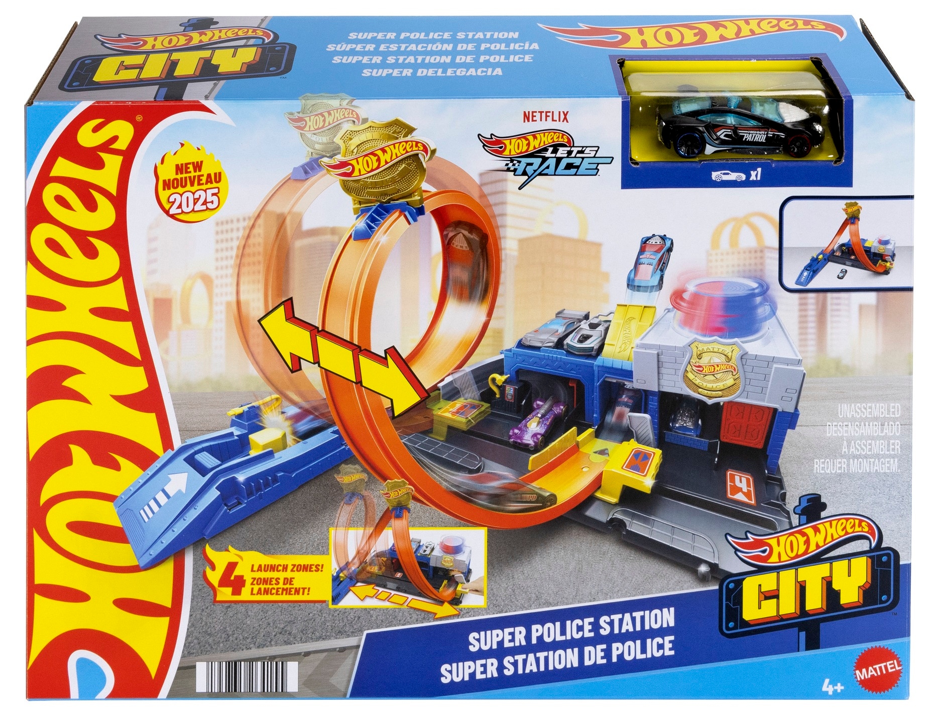 HOT WHEELS City Super policajná stanica, herná sada a angličtina JBM71